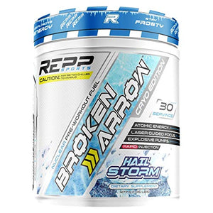 REPP Sports Broken Arrow Extreme Pre-Workout | Intense Energy and Endurance Support (Hail Storm, 30 Servings)