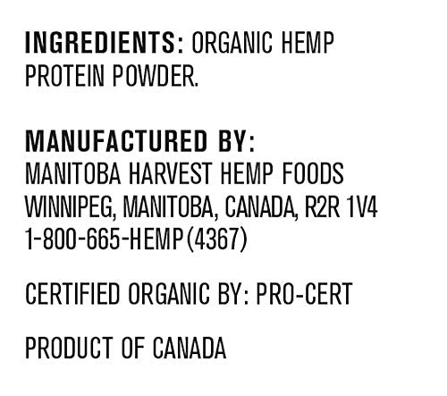 Manitoba Harvest Hemp Yeah! Organic Max with 13 g Fiber & 13 g Protein Powder, Unsweetened, 2.5 g Omegas 3&6 per Serving, Keto-Friendly, 16 Oz