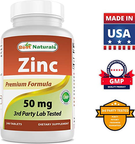 Best Naturals Zinc Supplement as Zinc Gluconate 50mg 240 Tablets - Immune Support