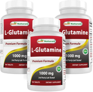 Best Naturals L-Glutamine 1000 mg 180 Tablets (180 Count (Pack of 3))