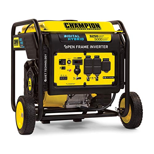 Champion Power Equipment 100519 6250-Watt Open Frame Inverter with Quiet Technology & Leviton 2711 30 Amp, 125/250 Volt, NEMA L14-30P, 3P, 4W, Locking Plug, Industrial Grade, Grounding - Black-White