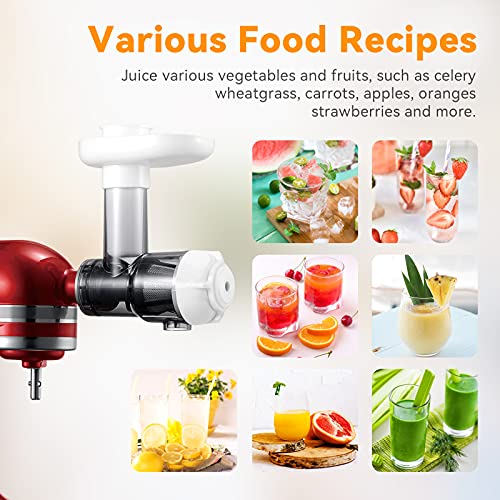 Slow Juicer Attachment for KitchenAid Stand Mixers Replacement, Masticating Juicer Accessories for All Kitchen Aid Mixers by Aikeec, Cold Pressed Juicer Parts, Great for Fruits and Vegetables, White