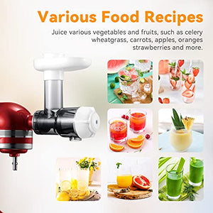 Slow Juicer Attachment for KitchenAid Stand Mixers Replacement, Masticating Juicer Accessories for All Kitchen Aid Mixers by Aikeec, Cold Pressed Juicer Parts, Great for Fruits and Vegetables, White