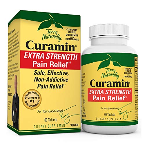Terry Naturally Curamin Extra Strength (2 Pack) - 60 Vegan Tablets - Non-Addictive Pain Relief Supplement with Curcumin from Turmeric, Boswellia & DLPA - Non-GMO, Gluten-Free - 40 Servings