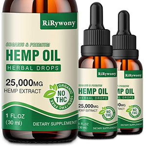 (3 Pack）Organic Hemp Oil for Pain Relief and Inflammation - High Potency Hemp Oil Extract Anxiety and Stress Relief Sleep Calm Extra Sthength CDB CBS Tincture Drops Cbdfx Cbdmd Oil Zero CBD Oil