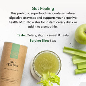 Your Super Gut Feeling Superfood Powder - Instant Celery Juice Powder, Prebiotics for Gut Health - Contains Digestive Enzymes, Dietary Fiber - Plant Based, Vegan, Gluten Free, Non Dairy - 30 Servings