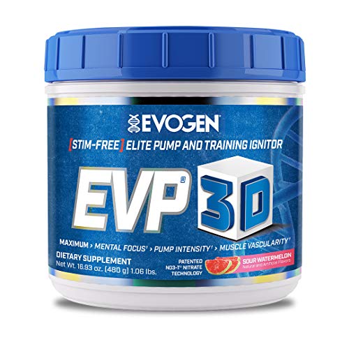 Evogen EVP-3D | Extreme Pre-Workout Pump Ignitor, Arginine Nitrate, Citrulline, Beta-Alanine, Lions Mane | Sour Watermelon | 40 Servings