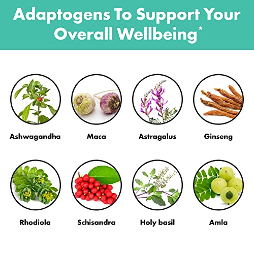 Rainbow Light Adaptogen Complex with Ashwagandha, Astragalus, Ginseng, Maca, Supplements to Support Stress Relief, Energy, Stamina and Immune Health, 60 Vegan Capsules