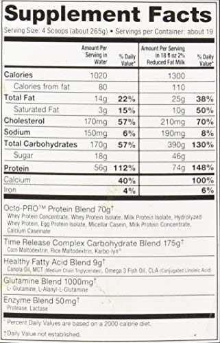 Ultimate Nutrition Muscle Juice Revolution 2600, Lean Muscle Mass Gainer Protein Powder with Glutamine, Whey Protein Isolate for Weight Gain, Time Release Carbohydrates, 11.1 Pounds, Chocolate