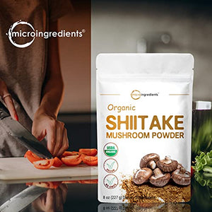 Sustainably US Grown, Organic Shiitake Umami Mushrooms Powder, 8 Ounce, Made from The Finest Dried Shiitake Mushroom, Stronger Umami Flavor Than Fresh Mushrooms, Great for Sauce, Soup and Pasta