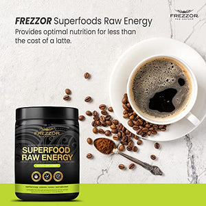 FREZZOR Superfood Raw Energy Powder with UAF1000+, All-Natural Hemp Protein, Energy Packed, Full Spectrum Plant Proteins, Amino Acids & Antioxidants, Prebiotic, Probiotic, 500g, 50 Scoops, 1 Count