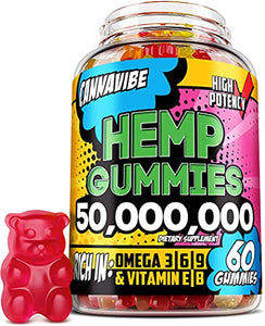 Cannavibe Hemp Gummies - Calm & Sleep Gummies with Hеmp Еxtract - Rich in Vitamin B & Omega 3-6-9 - 60 Pcs