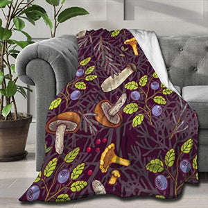 ARTIEMASTER Forest Mushroom House Blanket Soft and Lightweight Flannel Throw Suitable for Use in Bed, Living Room and Travel 50"x40" for Kid