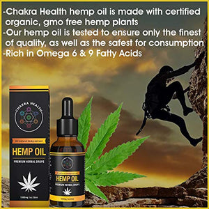 Chakra Health Hemp Oil 6 Pack 1000mg Premium Organic Natural Hemp Oil