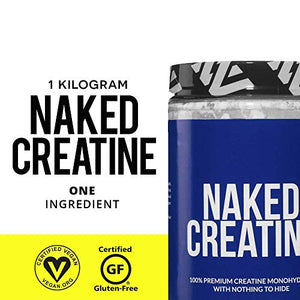 Pure Creatine Monohydrate – 200 Servings - 1,000 Grams, 2.2lb Bulk, Vegan, Non-GMO, Gluten Free, Soy Free. Aid Strength Gains, No Artificial Ingredients - NAKED CREATINE