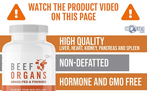 Grass Fed Beef Organs – (200 Count) Liver, Heart, Kidney, Pancreas, Spleen Supplement. Organ Meat Complex sourced from New Zealand