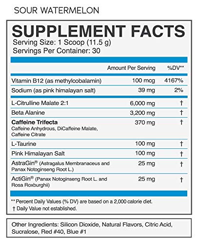 eFlow Nutrition Enrage Black High Stimulant Pre Workout Supplement - Preworkout Powder to Boost Energy, Pumps and Strength - 3 Flavors - 30 Servings - (Sour Watermelon)