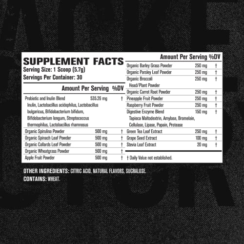 Green Surge Green Superfood Powder Supplement - Keto Friendly Greens Drink w/Spirulina, Wheat & Barley Grass, Organic Greens - Green Tea Extract, Probiotics & Digestive Enzymes - Sour Apple - 30sv