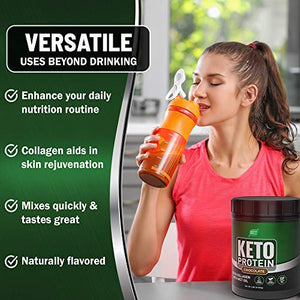 OATHWELL Keto Chocolate Protein Powder Meal Replacement Shake | Ultimate Brain + Body Fuel | Rich, Indulgent Keto Food Fat Bomb Protein Powder | Collagen Peptides Powder with MCT Oil,400g