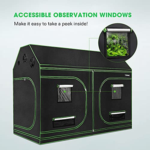 VIVOSUN 96"x48"x72" Indoor Grow Tent, Roof Cube Tent with Observation Window and Floor Tray for Plant Growing