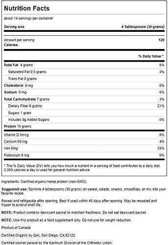 Swanson Certified Organic Hemp Protein 15 Ounce (425 g) Pwdr (4 Pack)