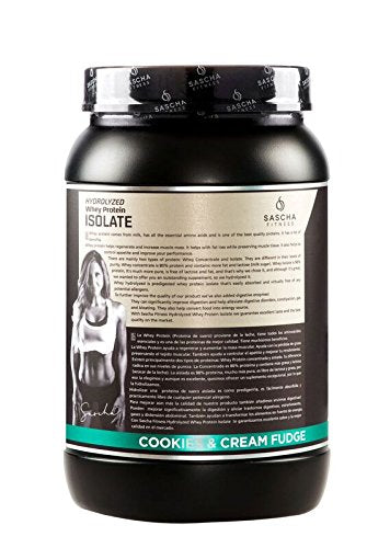 Sascha Fitness Hydrolyzed Whey Protein Isolate,100% Grass-Fed (2 Pounds, Cookies & Cream)