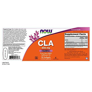NOW Supplements, CLA (Conjugated Linoleic Acid) 800 mg, Nutritional Oil, 90 Softgels