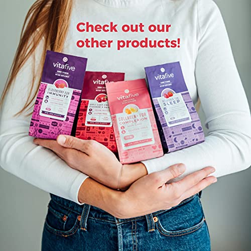 Vitafive Collagen Gummies for Women : Non-GMO & Gluten Free Hair Skin and Nails Gummies Made with Hydrolyzed Collagen, Biotin, Vitamin C, Vitamin E, & Zinc - Natural Lemon Flavor, 200mg (1-Pack)