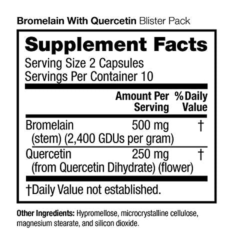 VitaMedica Bromelain with Quercetin Supplement- 500 mg (2,400 GDUs per Gram), Convenient 5-Day Blister Pack