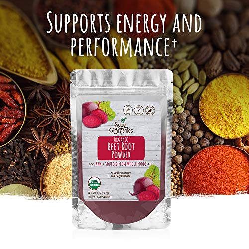 Super Organics Beet Root Powder | Supports Energy & Performance – Organic, Vegan & Non-GMO, 8 Oz