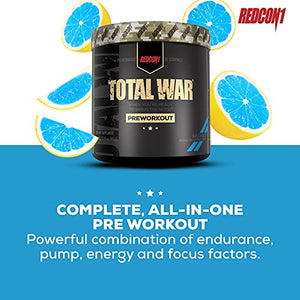 Redcon1 Total War - Pre Workout, 30 Servings, Boost Energy, Increase Endurance and Focus, Beta-Alanine, Caffeine (Blue Lemonade)