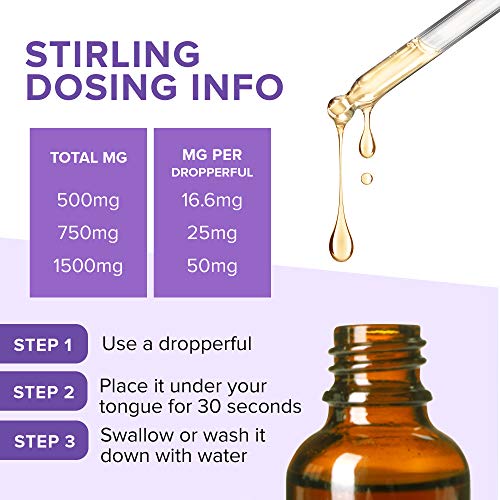 STIRLING - 750mg Real Hemp Oil Extract w/ Berry Essential Oils. Pure & Potent U.S. Grown Hemp Oil Tincture with MCT Oil. Sleep and Anxiety Relief. Maximum Strength Extract has 1000x Potency!