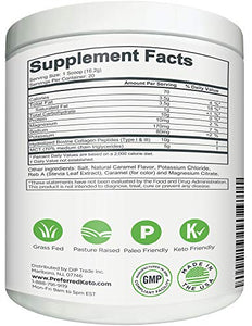 Keto Collagen Protein Powder with MCT Oil – Keto and Paleo Friendly Pure Grass Fed Pasture Raised Hydrolyzed Collagen Peptides Keyto Salted Caramel Flavor