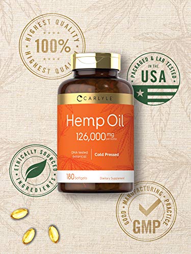 Hemp Oil Capsules | 126,000 mg | 180 Softgels | Non-GMO, Gluten Free | by Carlyle