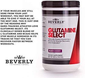 Beverly International Glutamine Select, 60 Servings. Clinically dosed glutamine and BCAA formula for lean muscle and recovery. Sugar-free. Great for keto, fasting, weight-loss diets.