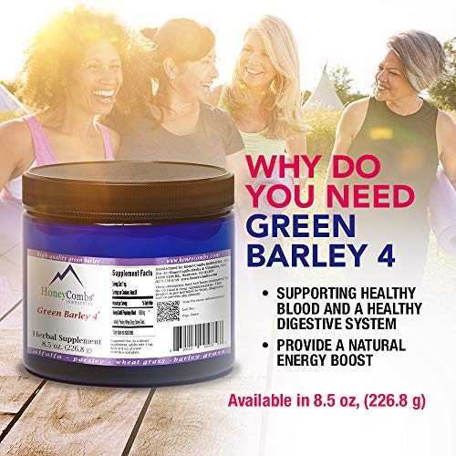 Green Barley 4 – Natural Chlorophyll - Superfood Greens and Chlorophyll Blend Powder Supplement – Nutrient Rich Organic Alfalfa, Barley Grass, Parsley & Wheat Grass Supplement, 8.5 Oz Powder