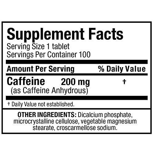 ALLMAX Nutrition Caffeine Pills, Sustained Energy & Pre - Workout Mental Focus, Fast Absorbing & Vegan, 200 mg, 100 Tablets