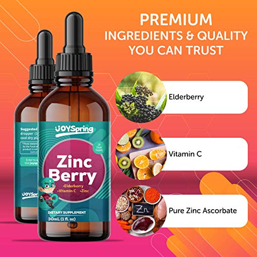 ZincBerry Immune Support for Kids - Elderberry with Zinc and Vitamin C for Kids & Toddler Vitamins - Liquid Kids Zinc Supplements - Organic Zinc for Kids & Elderberry Kids Vitamins Immune Support 1oz