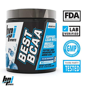 BPI Sports Best BCAA - BCAA Powder - Branched Chain Amino Acids - Muscle Recovery - Muscle Protein Synthesis - Improved Performance – Hydration – Blue Raspberry - 30 Servings - 10.58 oz.