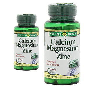 (2 Pack) Nature's Bounty Calcium-Magnesium-Zinc Caplets, 100-Ct ea.