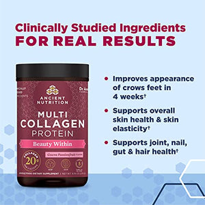 Ancient Nutrition Multi Collagen Protein Powder Beauty Within, Guava Passion Fruit, Formulated by Dr. Josh Axe Flavor, Hydrolyzed Collagen Supplement Supports Hair, Skin & Joints, 24 Servings, 9.74 OZ