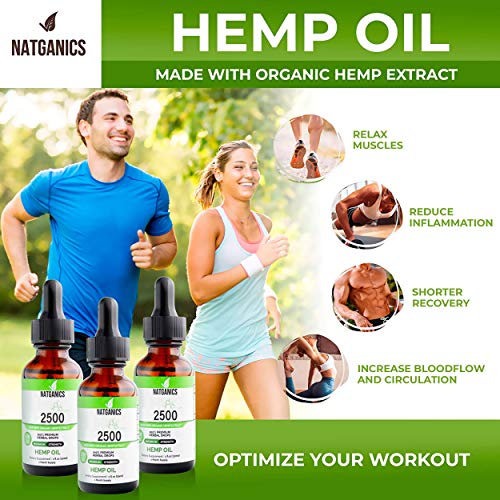 Organic Hemp Oil Drops 2500mg- Ultra Premium Hemp Oil Extract- Hemp Oil 2500mg- Pain Relief Anti- Inflammatory, Joint Support, Stress, Anxiety & Mood Relief. Sleep Aid. Skin & Hair Care. Made in USA