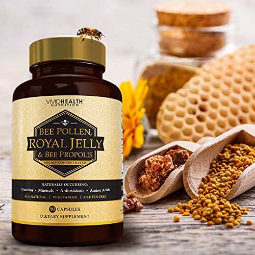 Immune Boosting Royal Jelly Supplement with Bee Propolis & Pollen, 90 Caps