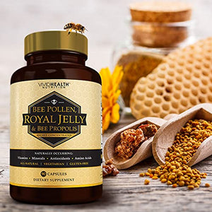 Immune Boosting Royal Jelly Supplement with Bee Propolis & Pollen, 90 Caps