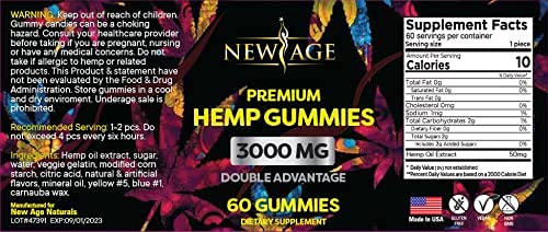 New Age Naturals Advanced Hemp Big Gummies 3000mg -120ct- 100% Natural Hemp Oil Infused Gummies