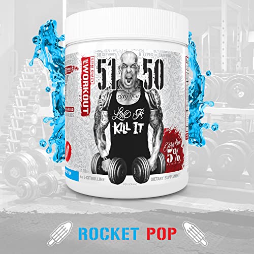 Rich Piana 5% Nutrition 5150 High Stim Pre-Workout Powder | Extreme Energy, Focus, Pumps & Endurance | 400 mg Caffeine, Citrulline, Beta Alanine, N-Acetyl L-Tyrosine | 30 Srvgs (Rocket Pop)