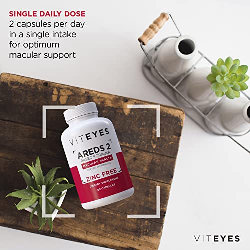 Viteyes AREDS 2 Zinc Free Capsule Macular Health Formula Capsules, Natural Vitamin E, No Zinc, No Copper, Eye Vitamin, Smaller Capsules, Vision Protection, 60 Capsules