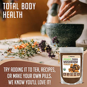 XPRS Nutra Organic Chaga Mushroom Powder - Premium USDA Organic Chaga Mushrooms Powder - Chaga Powder Supports Immune Health - Vegan Friendly Superfood for Chaga Tea and Beverages (8 oz)