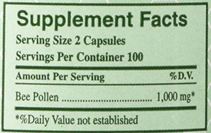 Y.S. ECO Bee Farms 100% Pure Bee Pollen 1,000mg- 200 Capsules