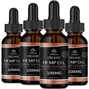 (3,000mg) Organic Hemp Oil for Pain Relief and Inflammation - Extra Strength Extract CDB CBS Cbdfx Cbdmd Oil Drops Tincture - Anxiety Stress Sleep Focus Relaxation Vaginal Dryness - Zero Cbd (4 Pack)